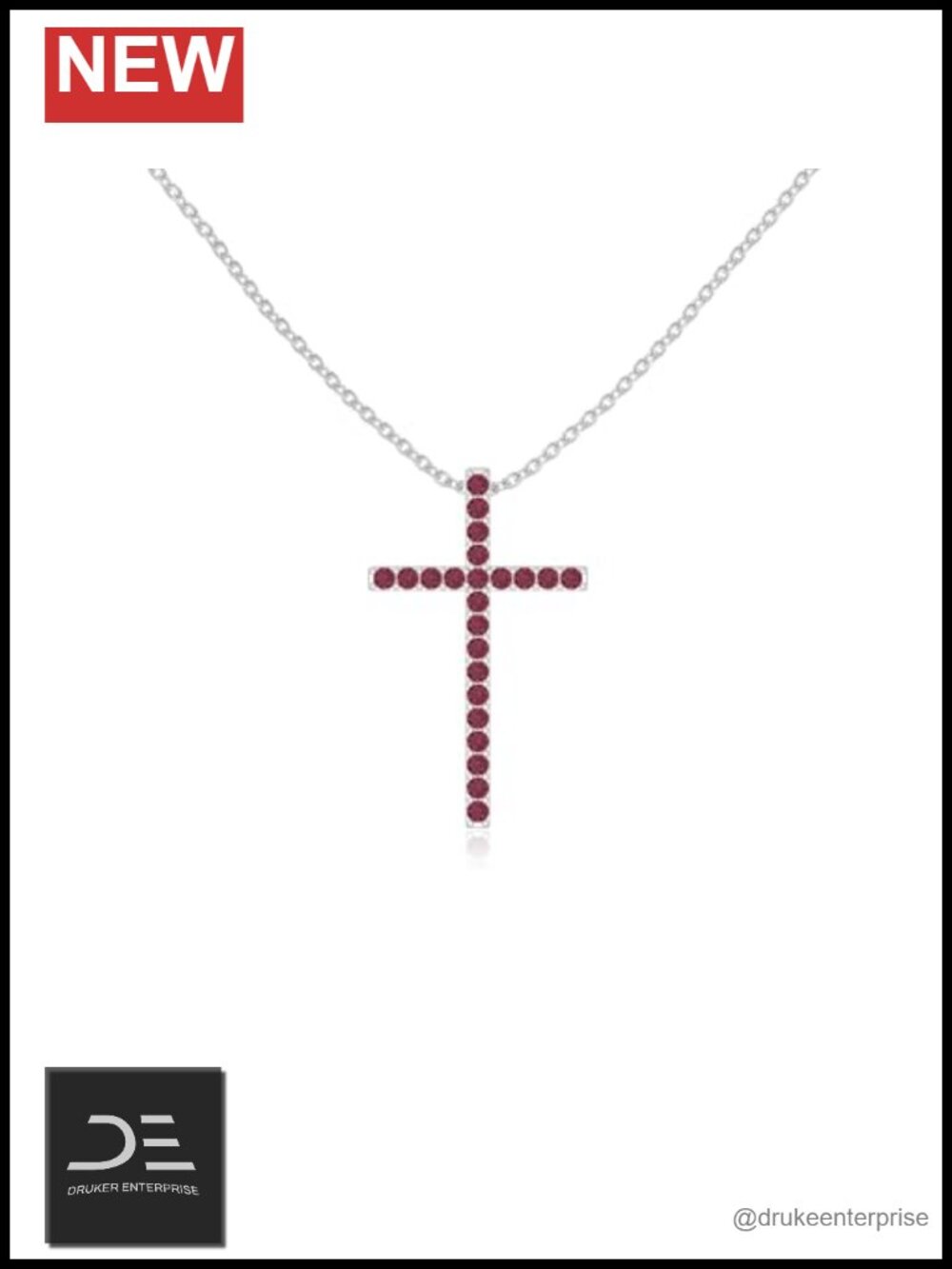 Ruby Cross Pendant Necklace in 18K Yellow or Rose Gold Vermeil